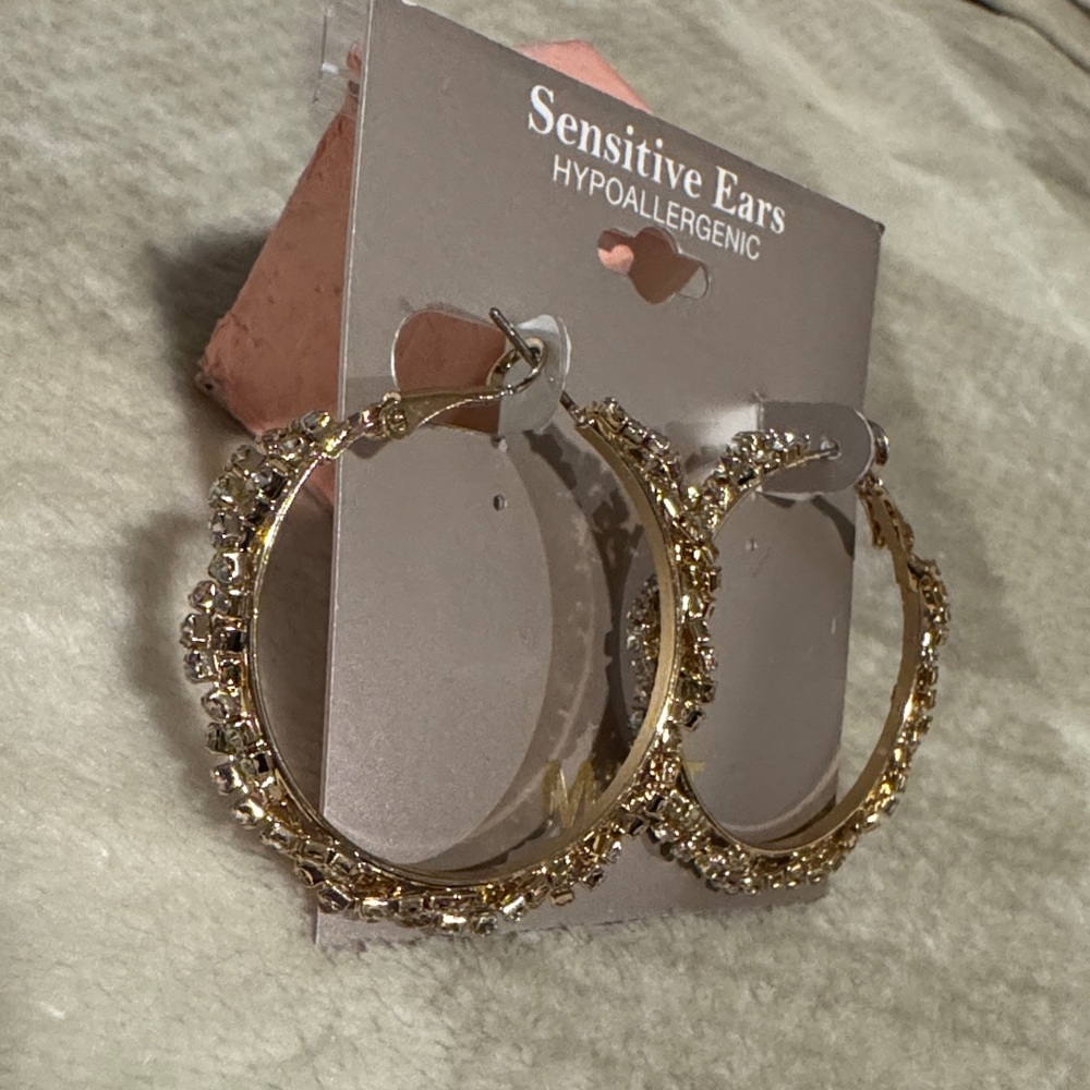 🌸Final price🌸Gold Crystal Hoop Earrings - Hypoallergenic Fashion Hoops